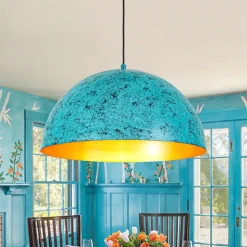 Oxidized Copper Verdigris Turquoise Oversized Dome Pendant