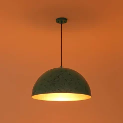 Oxidized Copper Verdigris Turquoise Oversized Dome Pendant