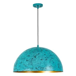 Oxidized Copper Verdigris Turquoise Oversized Dome Pendant