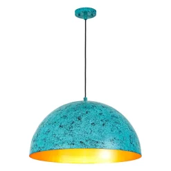 Oxidized Copper Verdigris Turquoise Oversized Dome Pendant