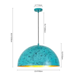 Oxidized Copper Verdigris Turquoise Oversized Dome Pendant