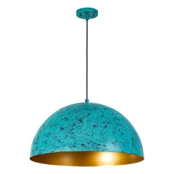 Oxidized Copper Verdigris Turquoise Oversized Dome Pendant