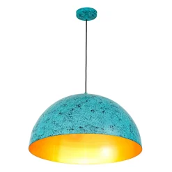 Oxidized Copper Verdigris Turquoise Oversized Dome Pendant