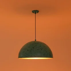 Oxidized Copper Verdigris Turquoise Oversized Dome Pendant