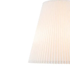 Pleated White Linen Conical Drum Cage Pendant Light