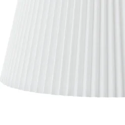 Pleated White Linen Conical Drum Cage Pendant Light
