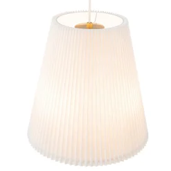 Pleated White Linen Conical Drum Cage Pendant Light