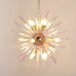 Pop Art Colorful Tube 12-Light Sunburst Chandelier