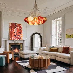 Pop Art Red Orange Hue Cluster Glass Globe Bubble Chandelier