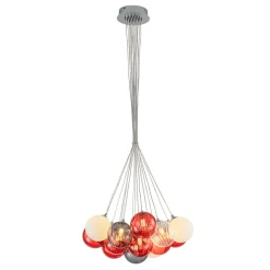 Pop Art Red Orange Hue Cluster Glass Globe Bubble Chandelier