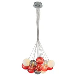 Pop Art Red Orange Hue Cluster Glass Globe Bubble Chandelier