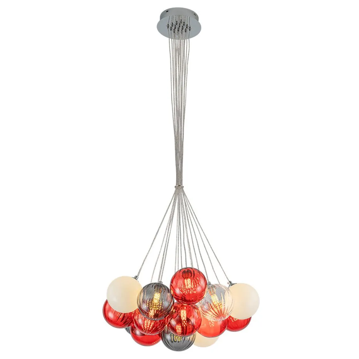 Pop Art Red Orange Hue Cluster Glass Globe Bubble Chandelier