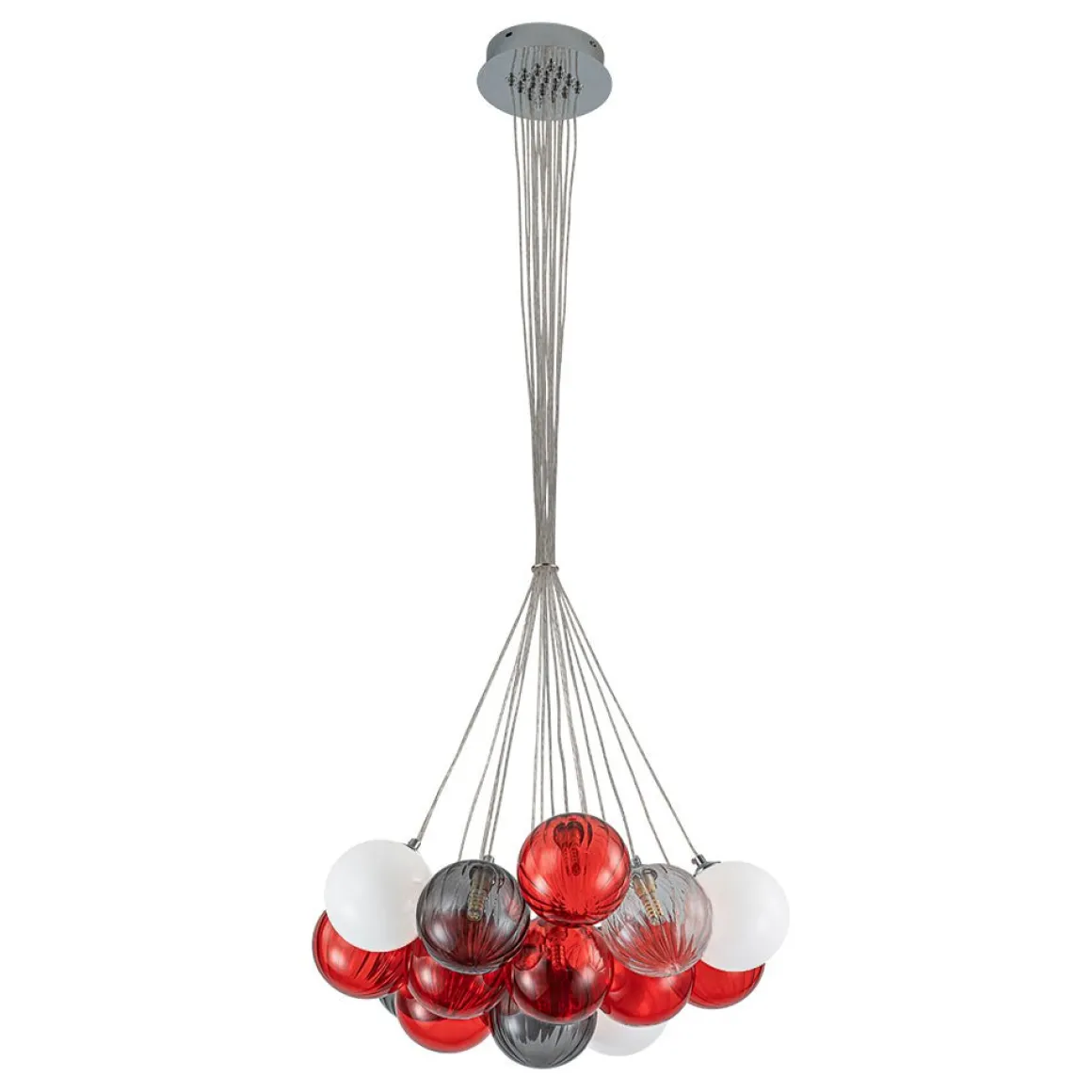 Pop Art Red Orange Hue Cluster Glass Globe Bubble Chandelier