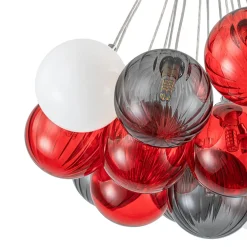 Pop Art Red Orange Hue Cluster Glass Globe Bubble Chandelier