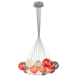 Pop Art Red Orange Hue Cluster Glass Globe Bubble Chandelier