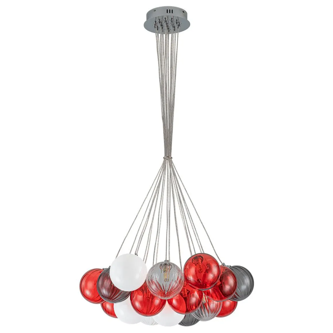Pop Art Red Orange Hue Cluster Glass Globe Bubble Chandelier