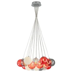 Pop Art Red Orange Hue Cluster Glass Globe Bubble Chandelier