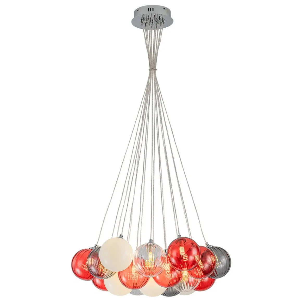 Pop Art Red Orange Hue Cluster Glass Globe Bubble Chandelier