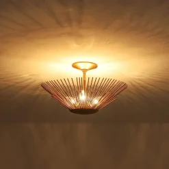 Radiant Antique Gild Gold Foiled Sunburst Round Semi Flush Mount