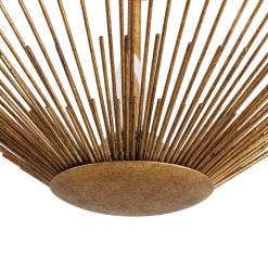 Radiant Antique Gild Gold Foiled Sunburst Round Semi Flush Mount