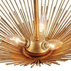Radiant Antique Gild Gold Foiled Sunburst Round Semi Flush Mount