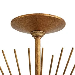 Radiant Antique Gild Gold Foiled Sunburst Round Semi Flush Mount