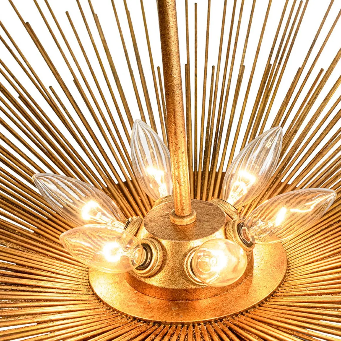 Radiant Luxe Antique Gild Gold Foiled Oversized Sunburst Chandelier