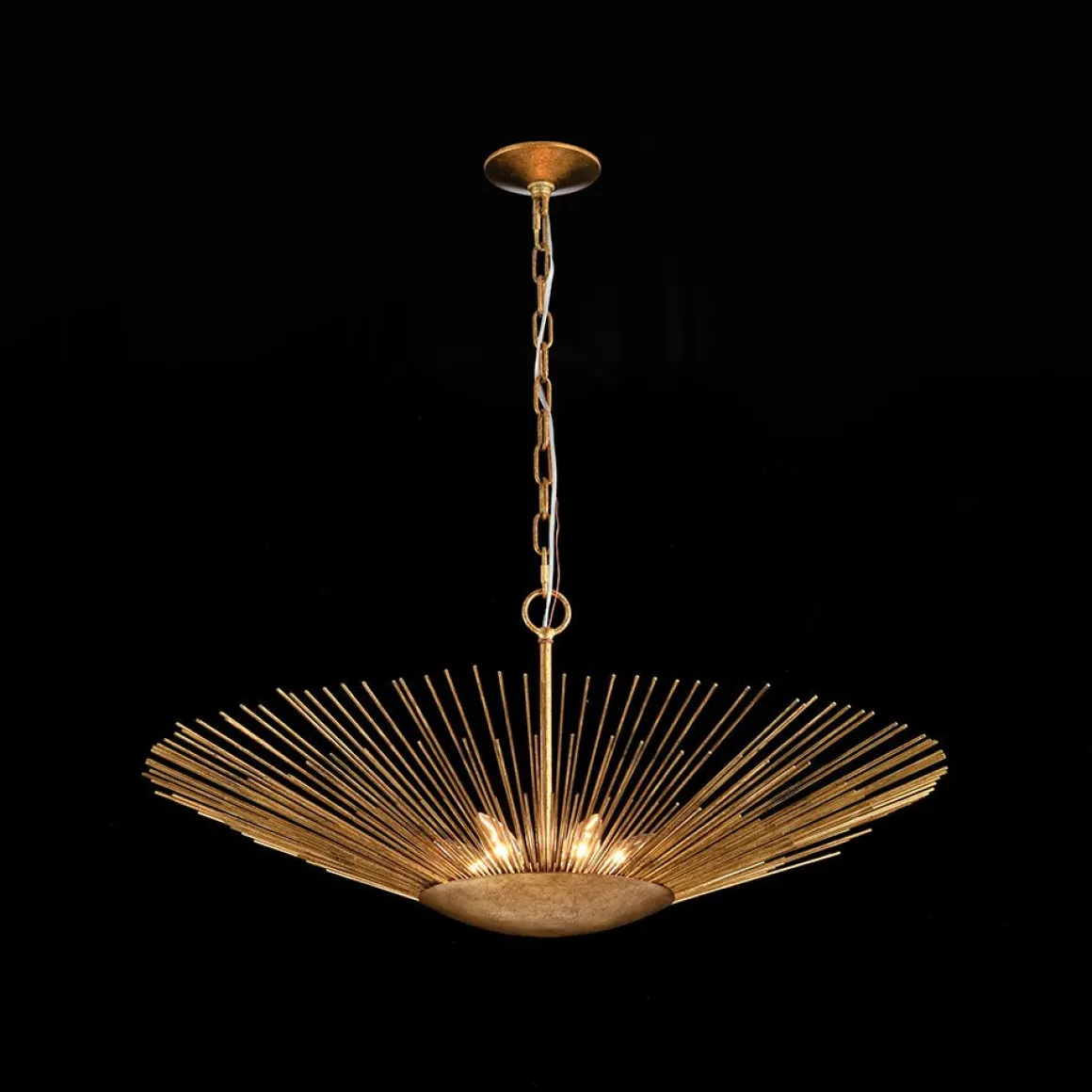 Radiant Luxe Antique Gild Gold Foiled Oversized Sunburst Chandelier