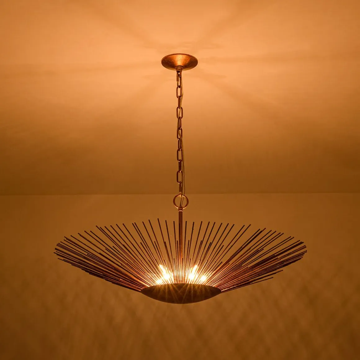 Radiant Luxe Antique Gild Gold Foiled Oversized Sunburst Chandelier