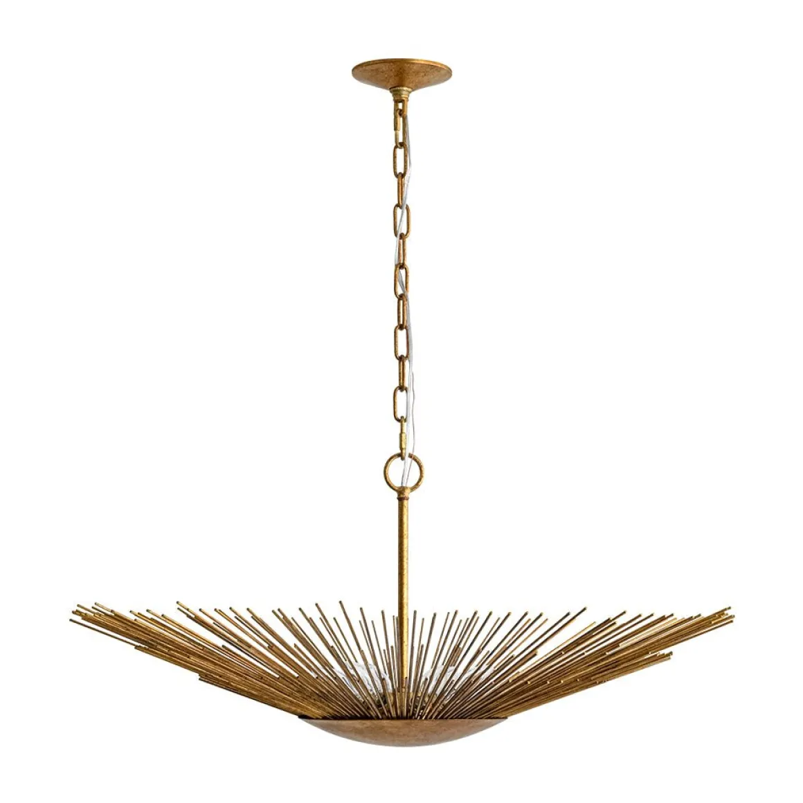 Radiant Luxe Antique Gild Gold Foiled Oversized Sunburst Chandelier