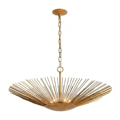 Radiant Luxe Antique Gild Gold Foiled Oversized Sunburst Chandelier