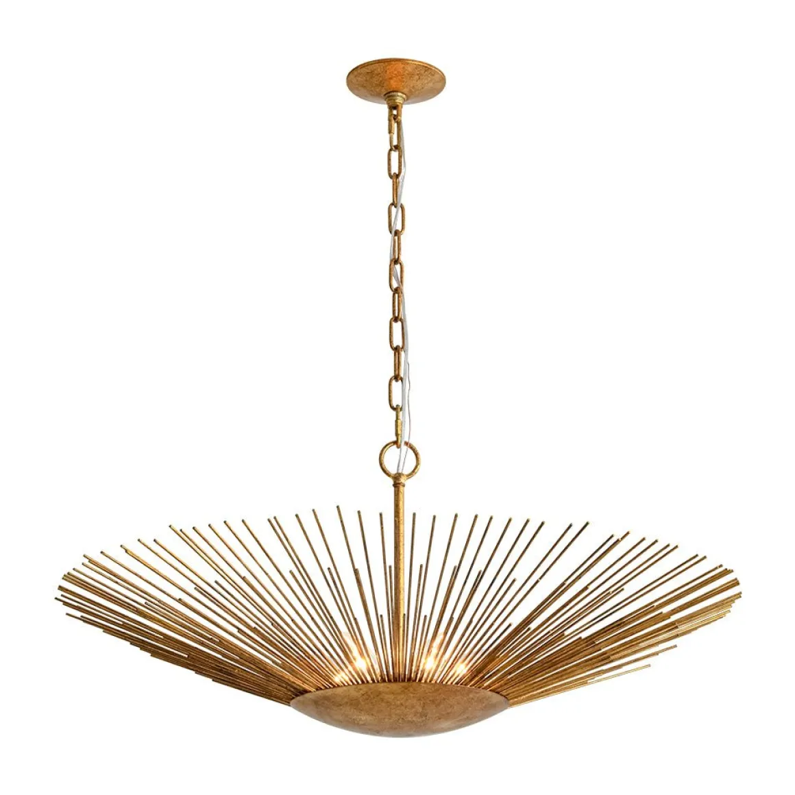 Radiant Luxe Antique Gild Gold Foiled Oversized Sunburst Chandelier