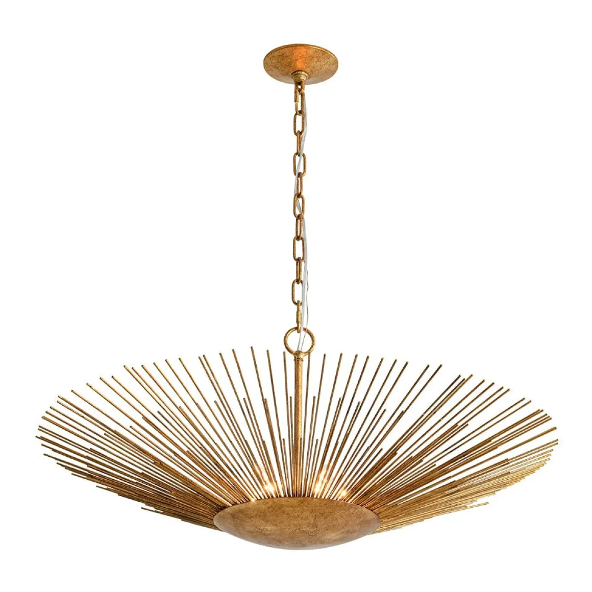Radiant Luxe Antique Gild Gold Foiled Oversized Sunburst Chandelier