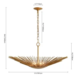 Radiant Luxe Antique Gild Gold Foiled Oversized Sunburst Chandelier