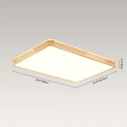 Rectangle Wood Dimmable LED Flush Mount Light