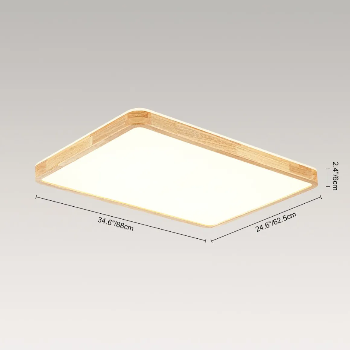 Rectangle Wood Dimmable LED Flush Mount Light