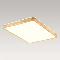 Rectangle Wood Dimmable LED Flush Mount Light