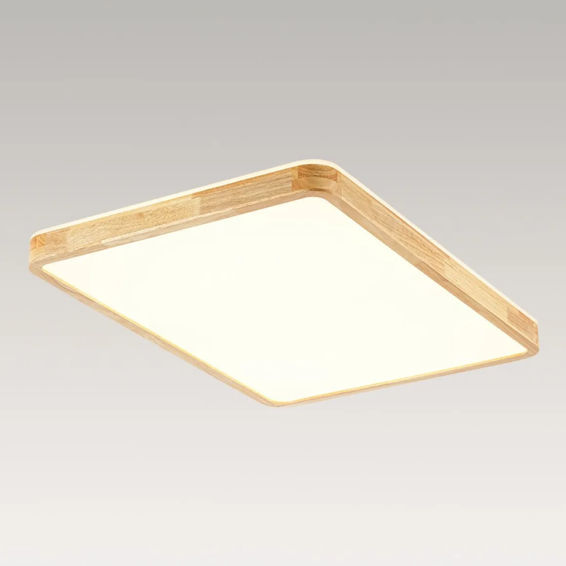 Rectangle Wood Dimmable LED Flush Mount Light