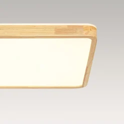 Rectangle Wood Dimmable LED Flush Mount Light