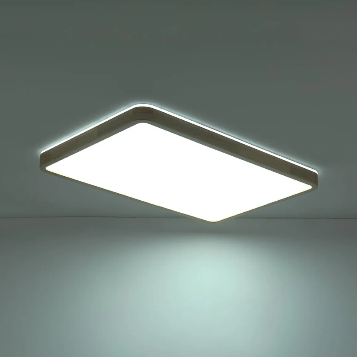 Rectangle Wood Dimmable LED Flush Mount Light