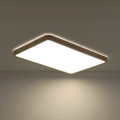 Rectangle Wood Dimmable LED Flush Mount Light