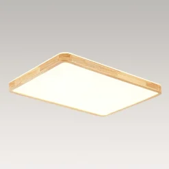 Rectangle Wood Dimmable LED Flush Mount Light