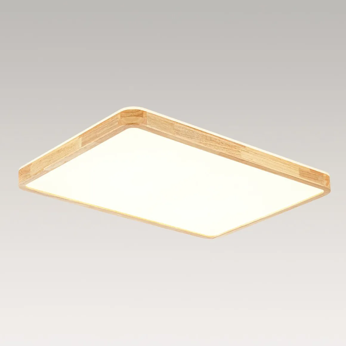 Rectangle Wood Dimmable LED Flush Mount Light