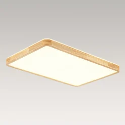 Rectangle Wood Dimmable LED Flush Mount Light