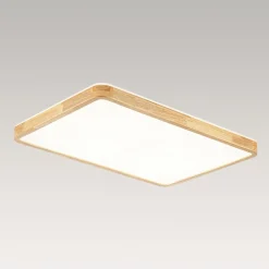 Rectangle Wood Dimmable LED Flush Mount Light