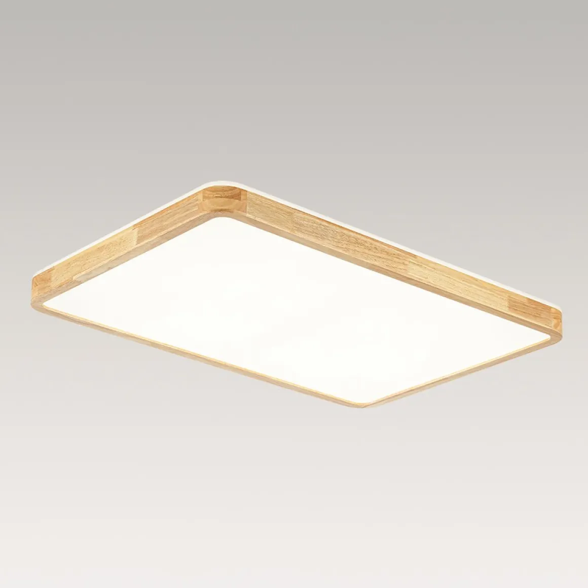 Rectangle Wood Dimmable LED Flush Mount Light