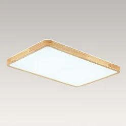 Rectangle Wood Dimmable LED Flush Mount Light
