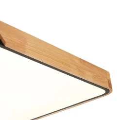 Rectangle Wood Dimmable LED Flush Mount Ceiling Light