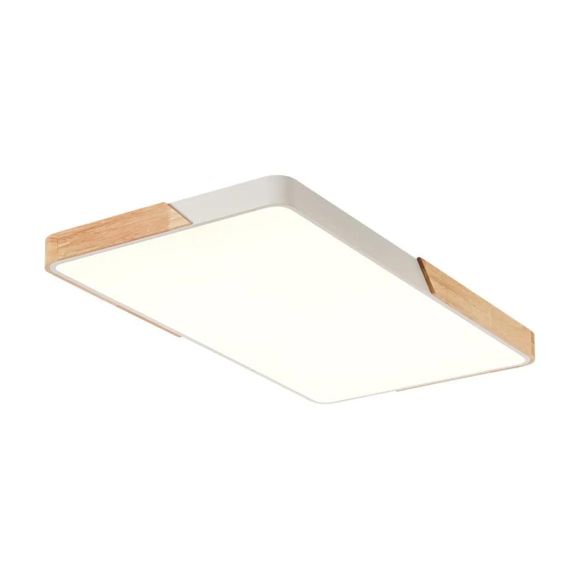 Rectangle Wood Dimmable LED Flush Mount Ceiling Light