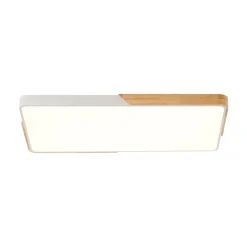 Rectangle Wood Dimmable LED Flush Mount Ceiling Light